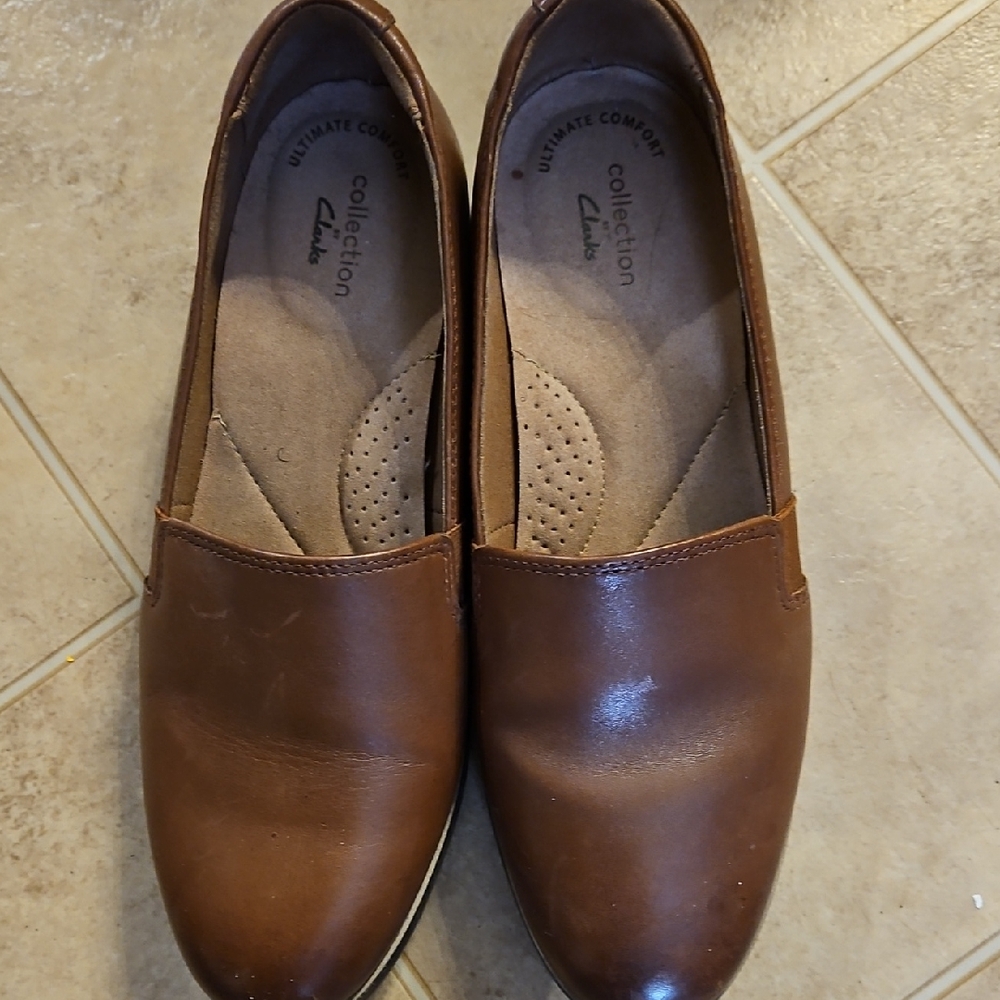 Clarks Brown Leather Flats Comfortable Loafers